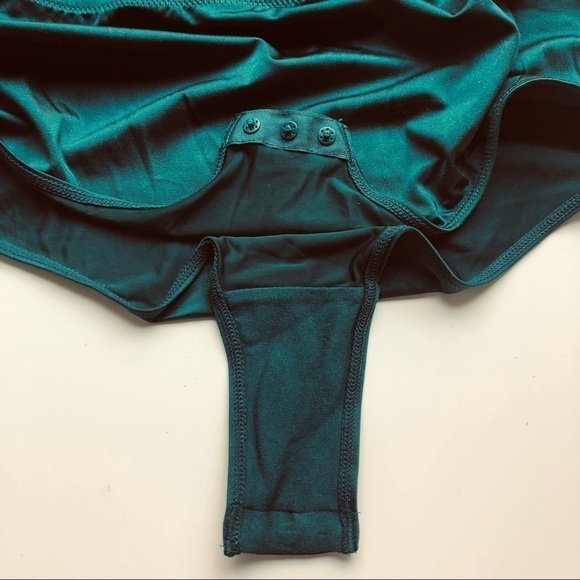 Auden Women's Square Neck Bodysuit Floral Laca Teal Size S - Picture 11 of 16